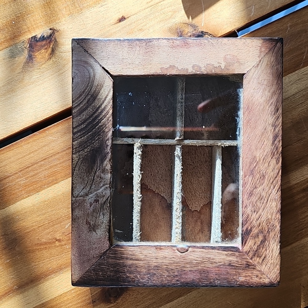 Vintage Wooden Box with Glass Lid